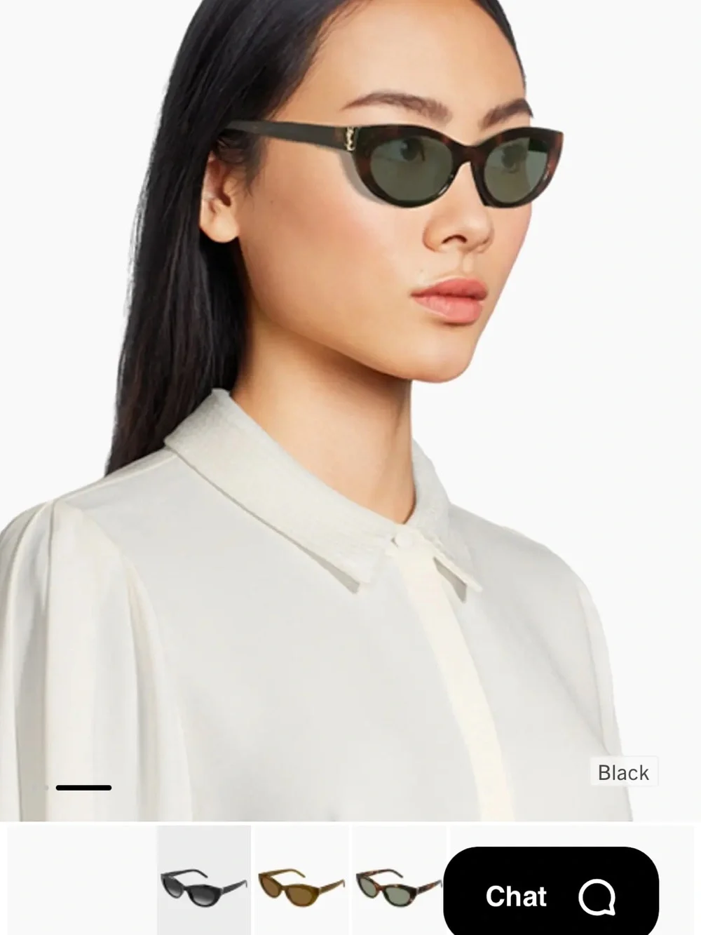 Saint Laurent Black Cat-Eye Sunglasses (Monogram Hinge Acetate 54MM Cat-Eye)